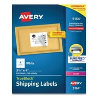 Nove Avery Shipt Etikete w Trueblock tehnologija, laserski štampači, 3. 4, bijeli, 6 listova, posteljina