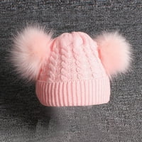 Ketyyh-Chn Baby pleteni šešir Dječji zimski šešir debeli šal ušice za rublje ružičaste kape