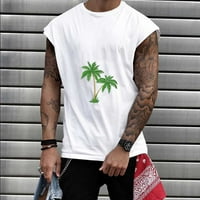 Palm Tree Print Majice na plaži za muškarce Ljeto Cap rukav okrugli vrat Pulover Havajska majica Lood