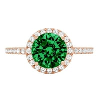 1.86ct okrugli rez dragocjeni dragulj simulirani emerald pravi 18k ružičasta ruža zlato robotski laserski graviranje vječno jedinstvena umjetnost deco izjava godišnjica zaruka vjenčanja halo prstena veličine 6.25
