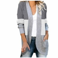 Haxmnou ženski s dugim rukavima otvorena sprijeda pletena karivan duks sa džemper sa džepovima Grey XL