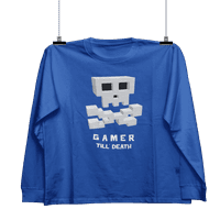 Kimaran Gamer majica Gamer do smrti lubanja piksela voxel unise dugih rukava