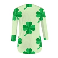Rukav vrhovi za žene, ženska majica za ruke Lucky St Patricks Dan majica Shamrock Irski vrhovi Redovne fit casual grafičke mashirtne