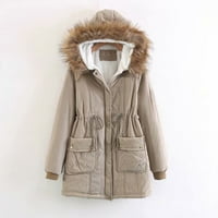 Zimski kaputi za žene zimske dugih rukava s kapuljačom na otvorenom Warm tanka jaknu kaput
