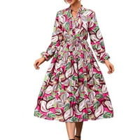 JDLSPPL Ženske haljine s dugim rukavima jeseni ljuljaška haljina Zimska trendi elastična casual haljina