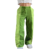 Eyicmarn Ženske koduroy labave ravne hlače High struk široke pantalone za noge Tweatpants bočni džepovi
