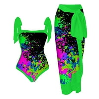 Ženski jednodijelni kupaći kostimi prikladni sa maxi zamotavanjem suknji cvjetni ispis set kupaći kupaći