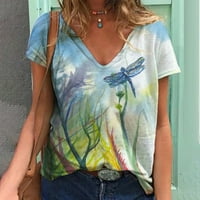 Jjayotai ženske vrhove plus veličine klirenca modna žena kauzal v-izrez Vintage Love Ispis bluza kratki
