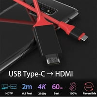 -C PD 4K HDMI kabl Kompatibilan sa Samsung Galaxy S21 + 5G Plus ultra s punim 2160p @ 30Hz, 6ft kabl