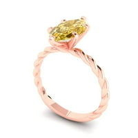 2. CT Sjajno markiza Cleani simulirani dijamant 18k ružičasto zlato pasijans prsten sz 8.5