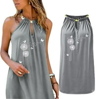 Haljine za žene Ženska sunčana haljina Srednja dužina Grafički printova bez rukava za posadu moda vruća