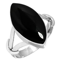 Srebrni prsten za žene - Muškarci Prirodni crni ukras Srebrna Veličina prstena Juli Birthstone Fashion