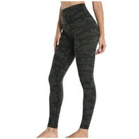 Loyisvidion ženski viši struk tiskane hlače uske fitness joga hlače nude skrivene joge hlače zelene 8