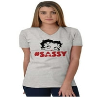 Betty Boop Unafraid Biti ja tetovaža Ženska sitna majica V-izrez BRISCO Brends L