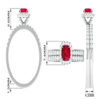 Laboratorija je stvorio rubin prsten sa dijamantom za žene, vintage inspiriran prsten, 14k žuto zlato, SAD 7,00