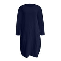 Ženski džep labava haljina dame vrat Ležerne prilike duge vrhove haljina plus veličine