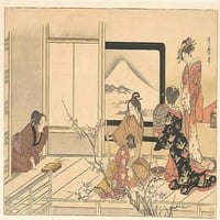 Priprema hrane za Warbler, � Iz albuma Muškarci �s Stafing Dance Poster Print Kitagawa Utamaro