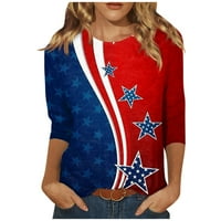 Plus size Boho majice na vratu za žene Trendi američka američka država zastava tiskane majice za žene