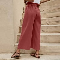 Outfmvch široke pantalone za noge za žene Ženske hlače Ljeto Ležerne prilike sa visokim strukom Ležerne