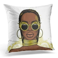 Šareni sažetak Lijepa afrička djevojka koja nosi naočale Crna žena i stil Pribor Jastuk za jastuci