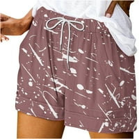 ECQKAME Žene udobne kratke hlače za kratkovlake Žene od tiskanih ležernih džepova Pokretanje kratkih hlača XL