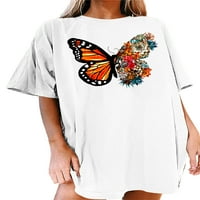Sexy Dance Dame kratki rukav Tee Larootch Cat tiskani majica za odmor Torbica Butterfly Cvjetni print