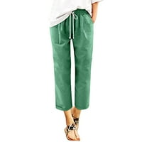Žene Modne pune boje pamučne flasa elastične duge hlače na plaži Lake hlače zelene s