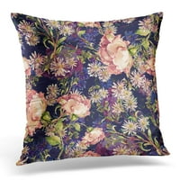 Šarene apstraktne ružičaste ruže i plavi cvjetni akvarilni jastučni jastučni jastuk