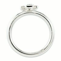 Le & Lu Sterling srebrni slojevi na izrazu Rodium akvamarinski križni prsten LAL8276