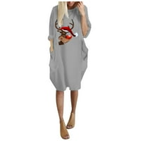 Modna ženska zima plus veličine labavog izrezanog džepa Božićna haljina Hot25SL4487644