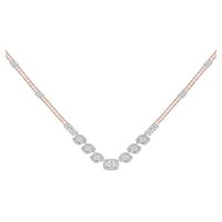 Diamond Queen 14KT dvotonski zlatni ženski okrugli dijamantski ogrlica od klastera 1- cttw