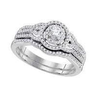 10k bijelo zlato okruglo Diamond Bridal Wedding Ring Set CTTW
