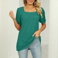 AoKSee ljetna modna bluza za ženske pune boje kvadratne kratkih majica vrhovi kratkih rukava labava