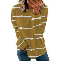 Naughtyhood ženske duge rukave Ležerne majice Ispis okrugle vrat Duks pulover Loose Tunic Tops Gold