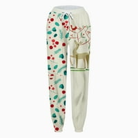 Tan hlače za žene Ženske božićne kožutece elastične strugove za crtanje povremene povremene hlače za
