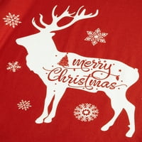 Mialeoley Božićna porodica pidžama, jeleni print tops + prugasti pant za rub