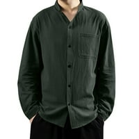 PXIAKGY MENS majica Majica sa čvrstim ovratnikom Dugi džep postolje Jednostruko rukava Muška košulja Ležerne majice Muška majica Green + M