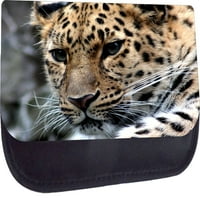 Crna srednje kozmetička futrola - vrećica za šminku - najlon obložena - sa džepovima sa patentnim zatvaračima - leopard ubrza