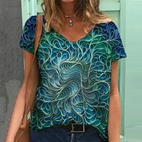 Ženska klirens za odjeću Plus veličina Ženski kratki rukav Ispiši V-izrez The Tee Majica Bluza