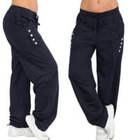 Yanhoo ženske casual joggers hlače struk elastične pantalone za nacrtavanje labavih nogu joga hlače sa džepovima