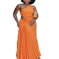 Glonme žene Maxi haljine s ramene stranke dugih haljina navelike lopte navelike izdubine elegantne narančaste