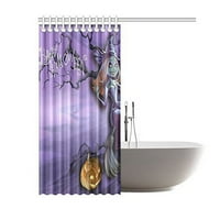 Halloween Witch sa metlom i kupaonicom za fenjernu vodu Vodootporna zastava za tuširanje tkanine