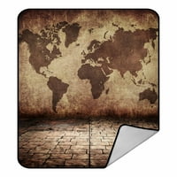 Svjetska karta soba pokrivač Kristalno baršunaste bacanje pokrivač