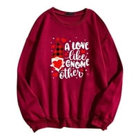 Ženske dukseleHirts Valentine Tops Crewneck Duks lagani pulover Comfy bluza Moda Crvena