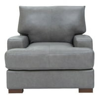 Bowery Hill savremena Geuine kožna akcentna stolica u sivoj boji