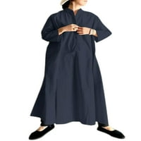NIUER Ženska košulja haljina rever maxi haljina na dugme ležerne marelice s dugim rukavima s