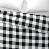 Cover Cover Sateen Duvet, puna kraljica - veliki crni bivol check Gingham bijeli uzorak kariran Ispis