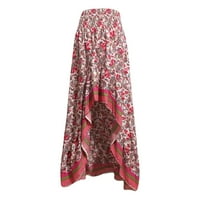 Aaimomet Sequin suknja za žene Ženska Super Comfy Ultra Stretch Midi suknja Dužina koljena sa džepovima, Crveni XL