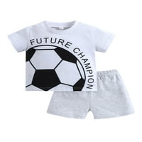 Beiwei novorođenčad slatka baggy outfit odijelo obične mini hlače Čvrste pantalone u boji Ljetne odjeće Toddler Fudbalski print Party Tops + Hlače