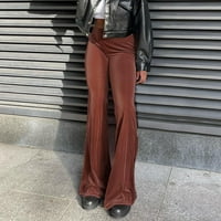 Bezolor ženske hlače za baršunaste bljeskalice elastične vike na donje pantalone sa visokim strukom